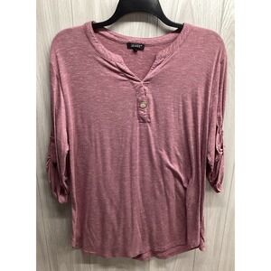 LIENRIDY Women's (Size 3X) Roll Cuff Sleeve Henley Shirt Stretch